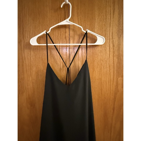 Boohoo Maxi Dress Sz 14 Black Criss Cross Spaghetti Strap Whimsygoth Sexy Flowy - Picture 3 of 11